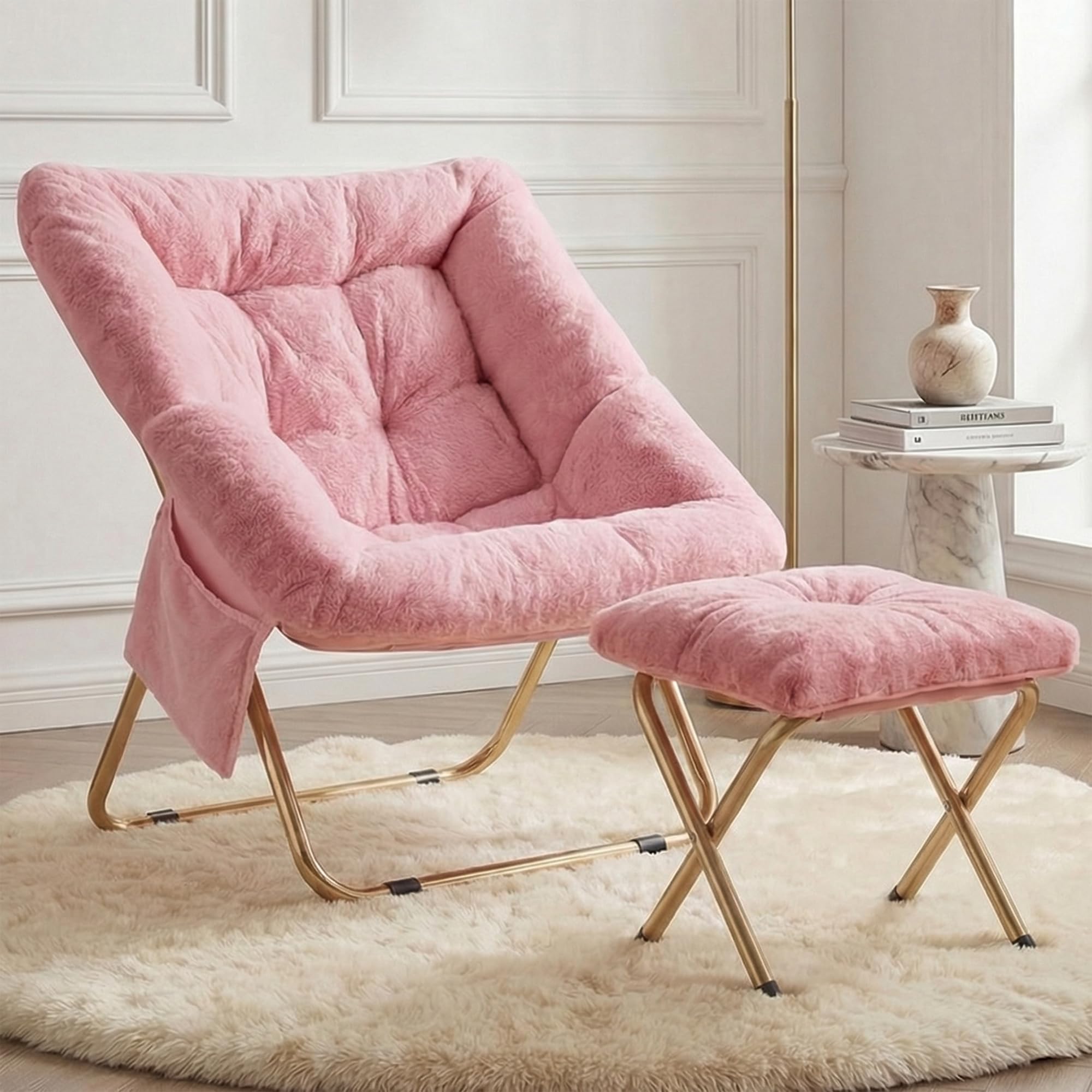 Osumlee Comfy Saucer Chair for Adults, Foldable Living Room Chairs